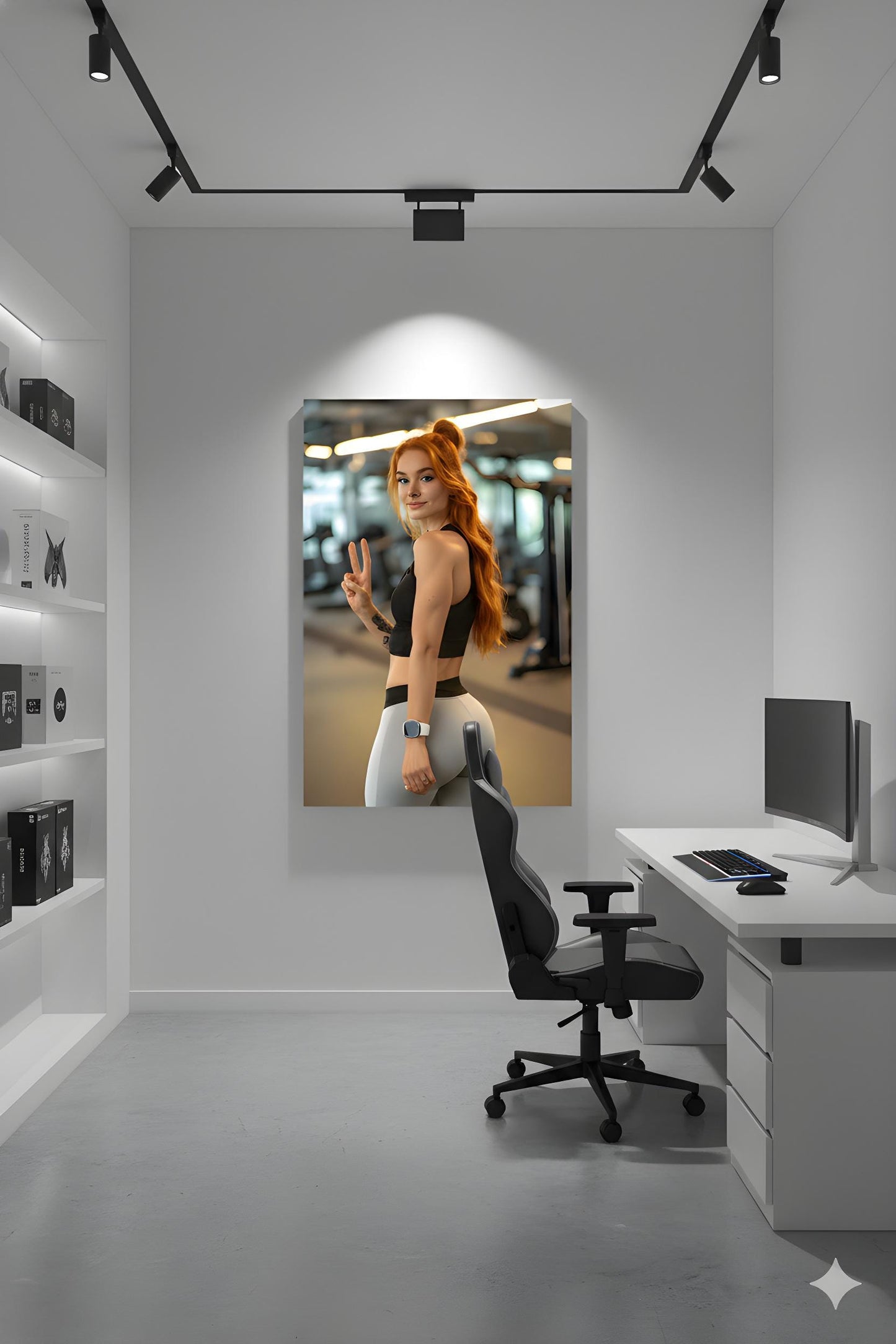 Personal Trainer | 16K HD Redhead Gym Fitness Model Canvas Print | Exercise Room Decor | Fitness Studio Art | FREE SHIPPING!
