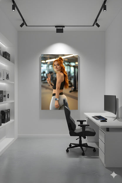 Personal Trainer | 16K HD Redhead Gym Fitness Model Canvas Print | Exercise Room Decor | Fitness Studio Art | FREE SHIPPING!