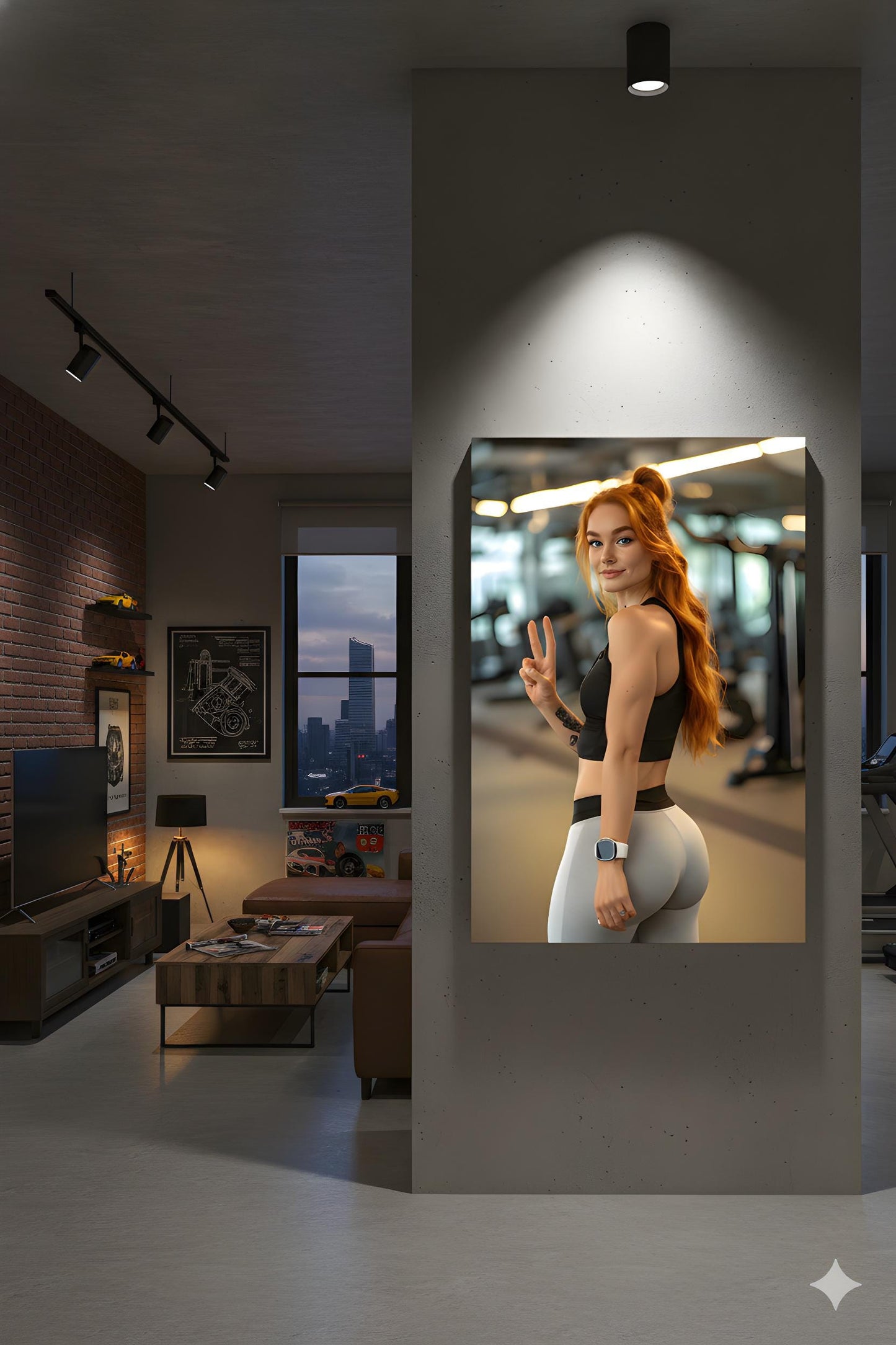 Exercise Room Decor | 16K HD Redhead Gym Fitness Model Poster Print | Personal Trainer | Fitness Studio Art | FREE SHIPPING!