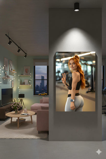 Exercise Room Decor | 16K HD Redhead Gym Fitness Model Poster Print | Personal Trainer | Fitness Studio Art | FREE SHIPPING!