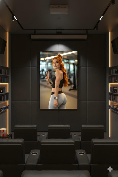 Exercise Room Decor | 16K HD Redhead Gym Fitness Model Poster Print | Personal Trainer | Fitness Studio Art | FREE SHIPPING!