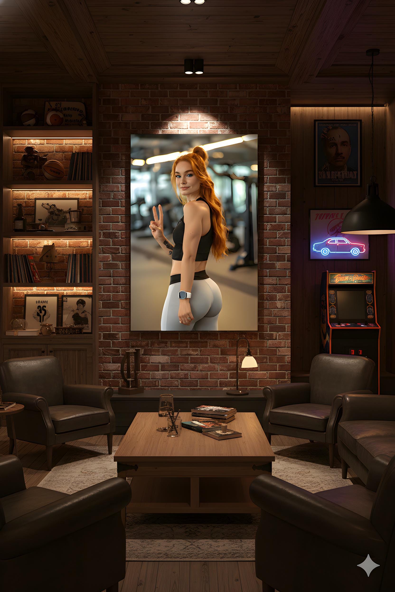 Exercise Room Decor | 16K HD Redhead Gym Fitness Model Poster Print | Personal Trainer | Fitness Studio Art | FREE SHIPPING!