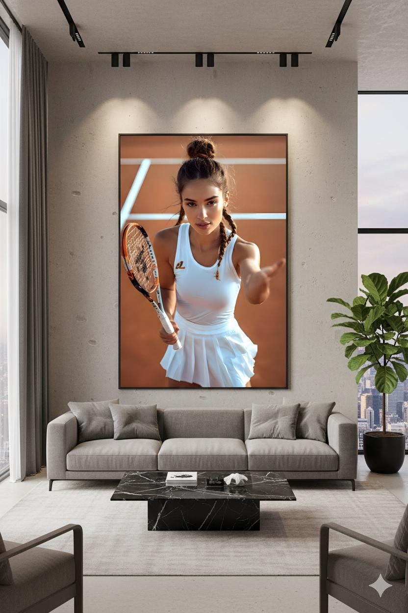 Tennis Coach Gift | 16K HD Female Athlete Wall Art | High Quality Poster | Sports Lounge Niche | FREE SHIPPING!