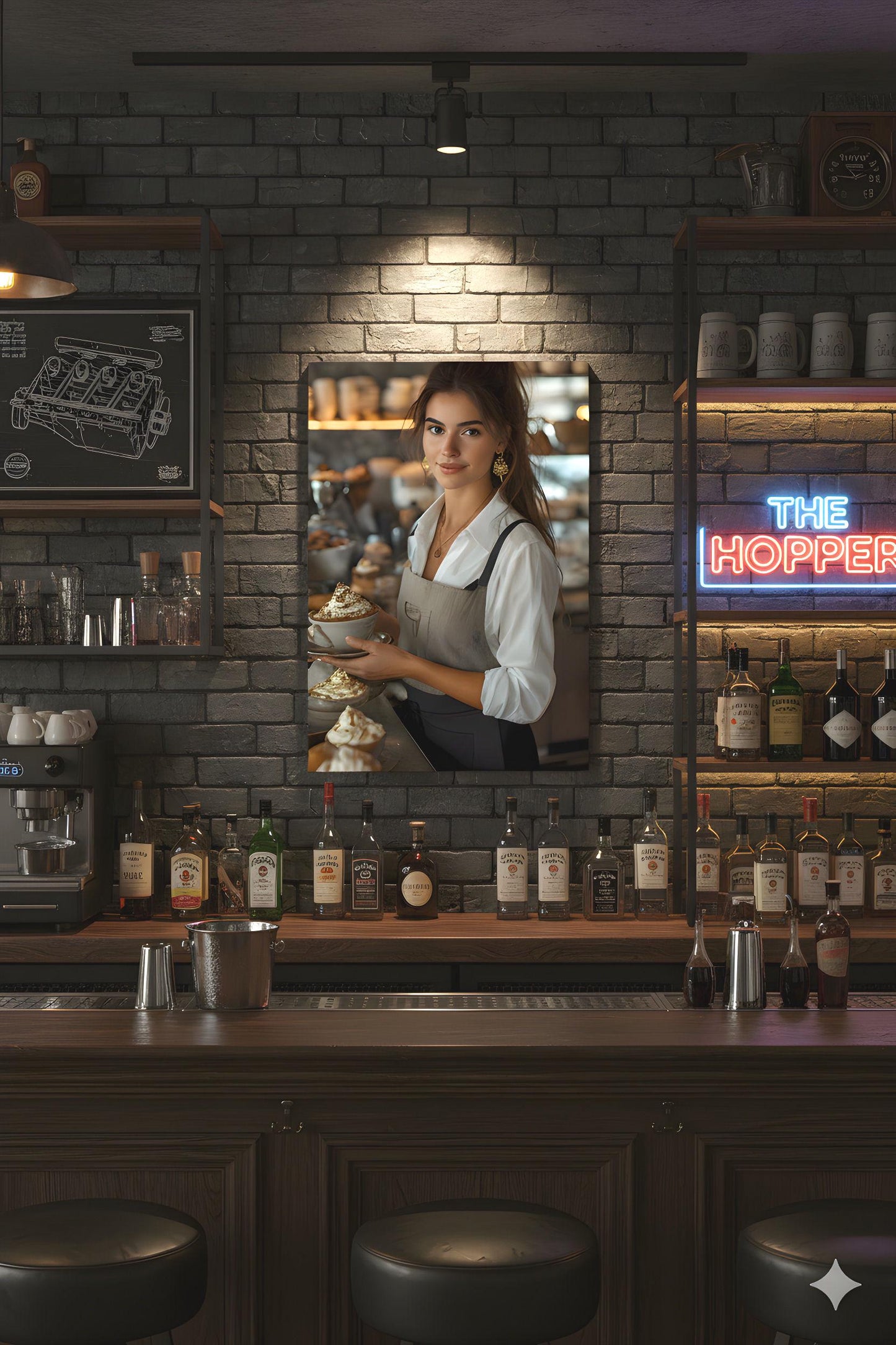 16K HD Coffee Shop Retro Poster perfect for a Vibrant Culinary Inspired Gallery Wall