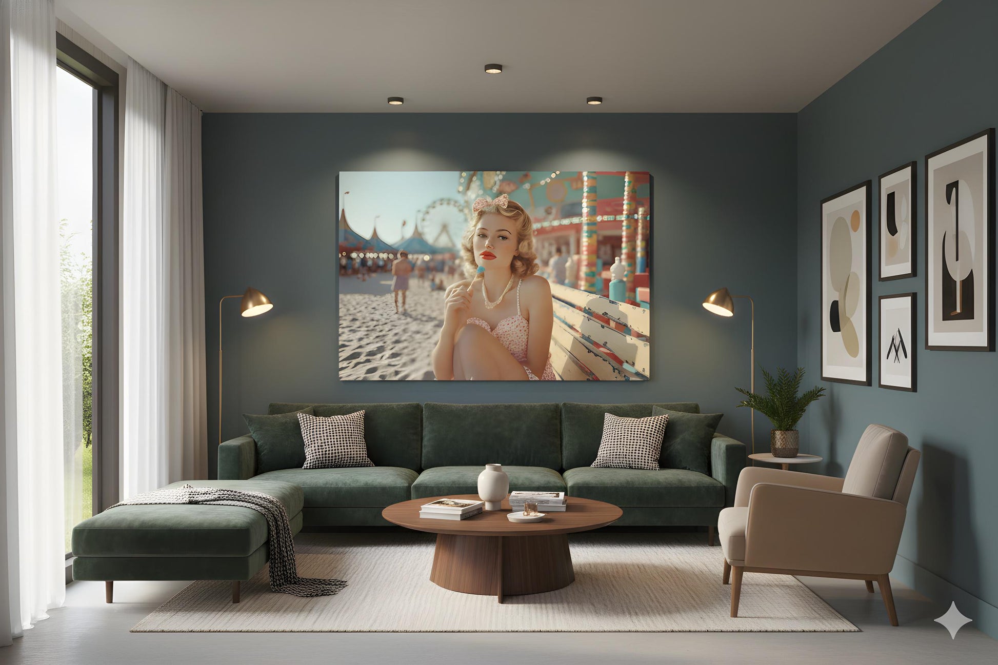 Boardwalk Beach Babe | Vintage Pinup Style Theme | 16K Ultra HD Rolled Poster | Retro Diner Wall Display | Sassy | Free US Shipping!