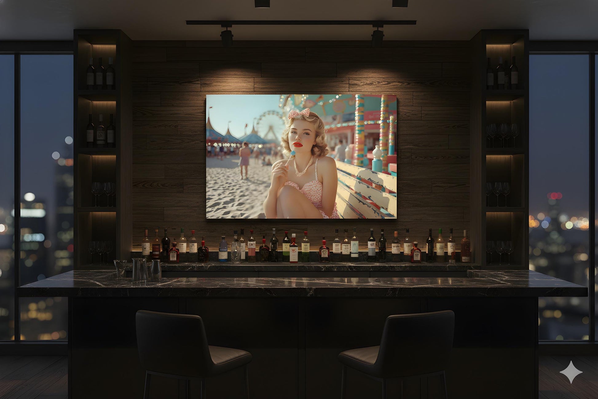 Boardwalk Beach Babe | Vintage Pinup Style Theme | 16K Ultra HD Rolled Poster | Retro Diner Wall Display | Sassy | Free US Shipping!