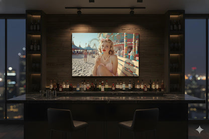Boardwalk Beach Babe | Vintage Pinup Style Theme | 16K Ultra HD Rolled Poster | Retro Diner Wall Display | Sassy | Free US Shipping!
