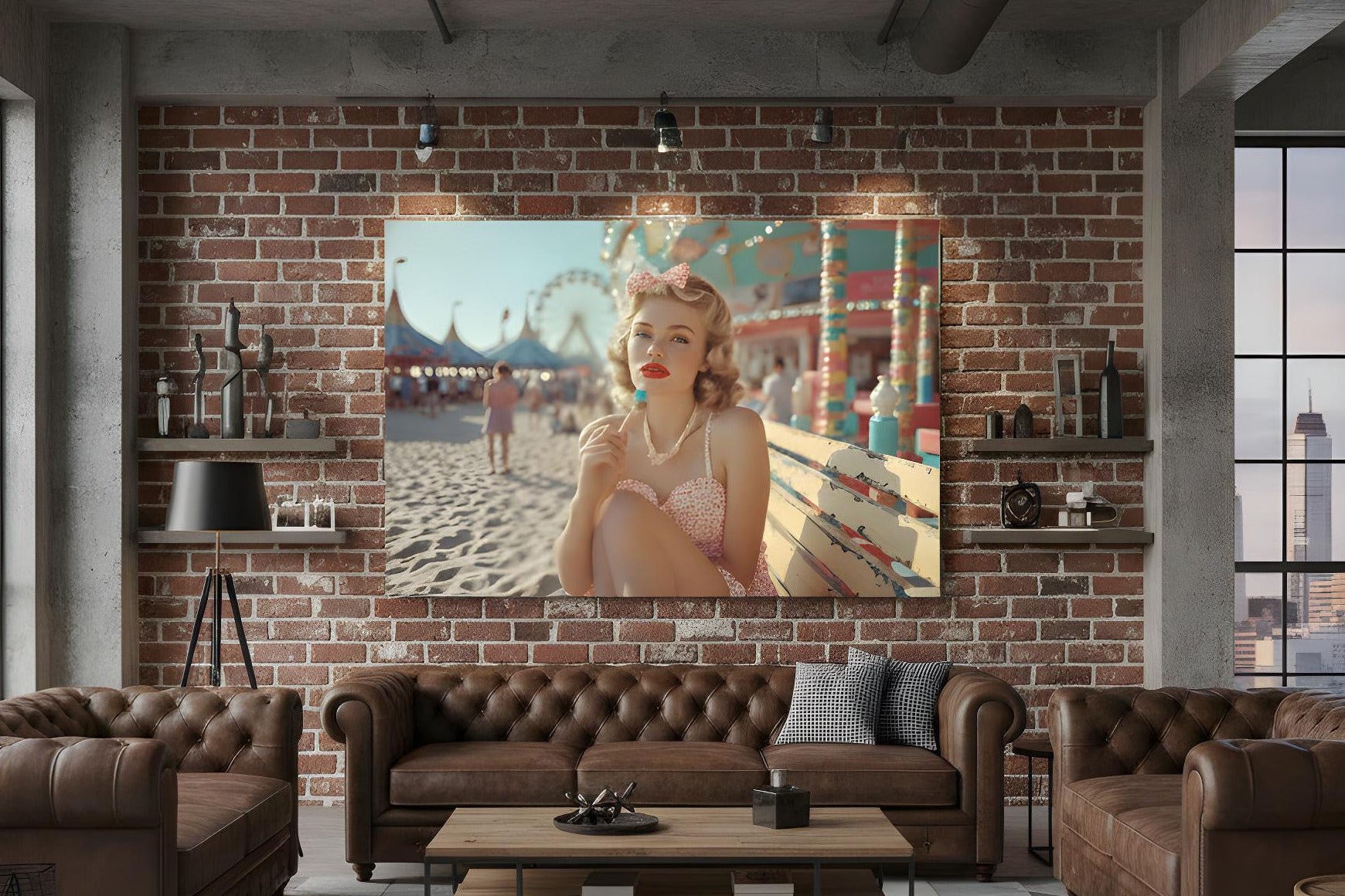 Boardwalk Beach Babe | Vintage Pinup Style Theme | 16K Ultra HD Rolled Poster | Retro Diner Wall Display | Sassy | Free US Shipping!