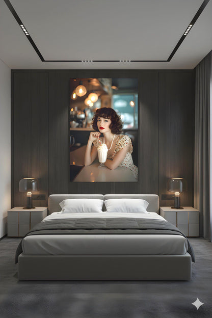 Milkshake Counter Pinup | Classic Retro Vibe Theme | 16K Ultra HD Rolled Poster | Nostalgic Kitchen Accent | Charm | Free US Shipping!