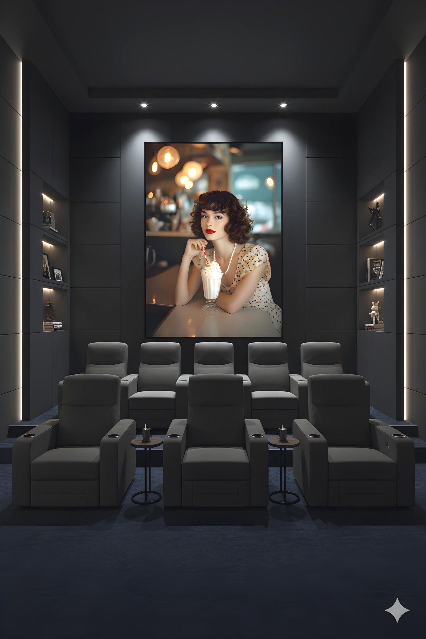 Milkshake Counter Pinup | Classic Retro Vibe Theme | 16K Ultra HD Rolled Poster | Nostalgic Kitchen Accent | Charm | Free US Shipping!