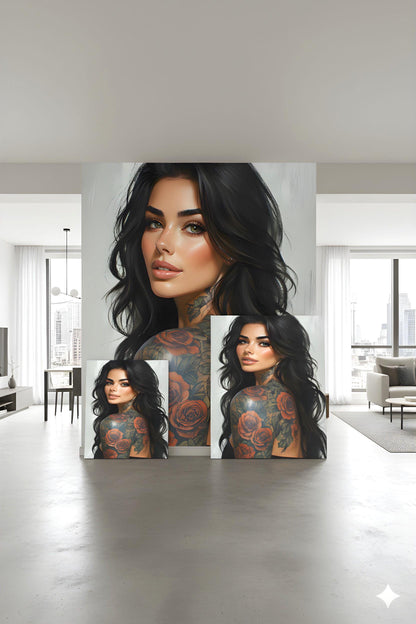 Alluring Pin Up Figure | Portrait Artistry Theme | 16K Ultra HD Rolled Poster | Alternative Room Accent | Allure