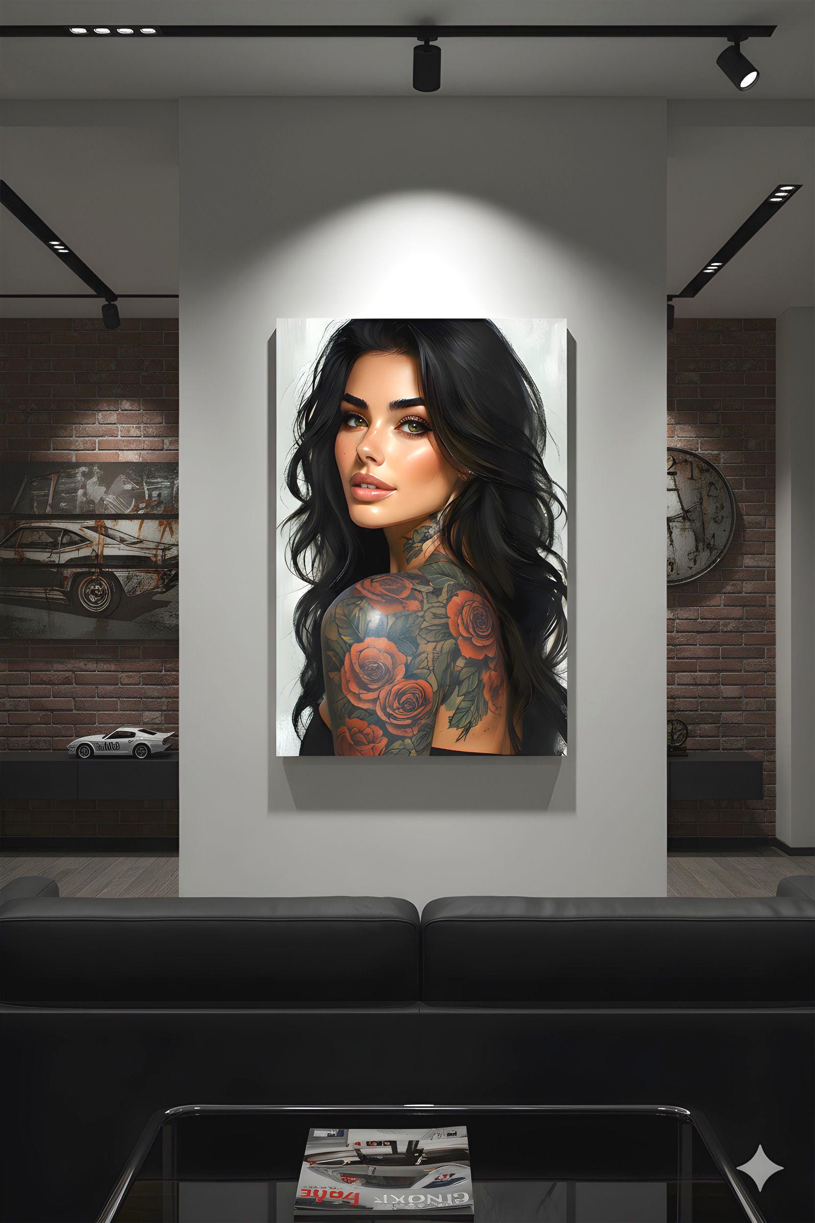 Alluring Pin Up Figure | Portrait Artistry Theme | 16K Ultra HD Rolled Poster | Alternative Room Accent | Allure