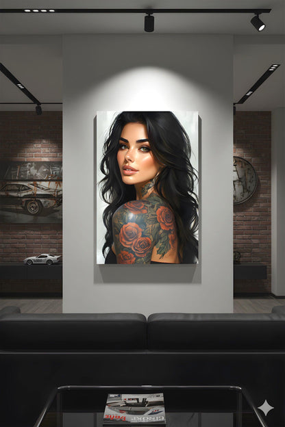 Alluring Pin Up Figure | Portrait Artistry Theme | 16K Ultra HD Rolled Poster | Alternative Room Accent | Allure
