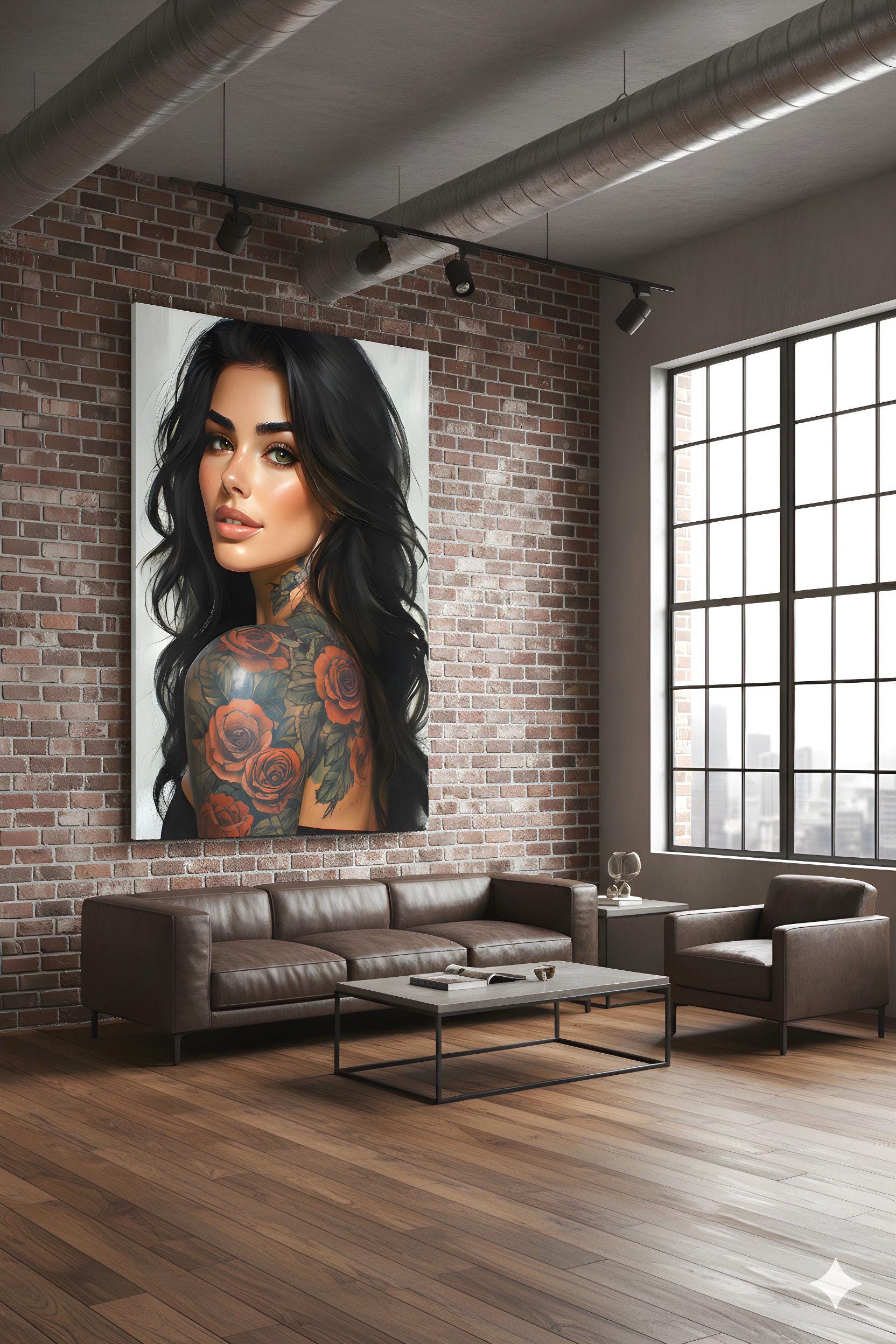 Alluring Pin Up Figure | Portrait Artistry Theme | 16K Ultra HD Rolled Poster | Alternative Room Accent | Allure