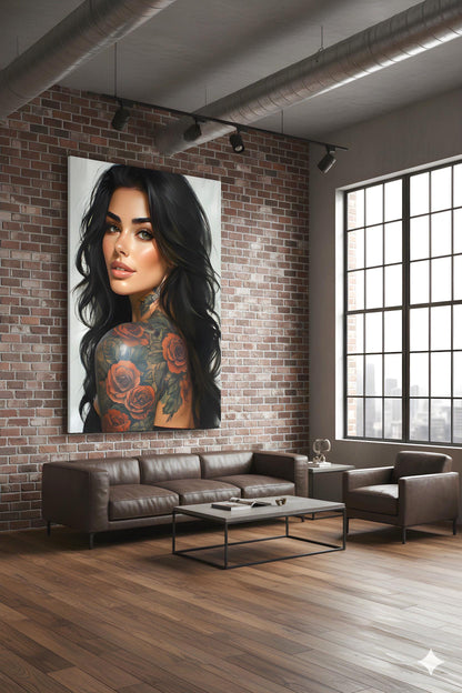 Alluring Pin Up Figure | Portrait Artistry Theme | 16K Ultra HD Rolled Poster | Alternative Room Accent | Allure