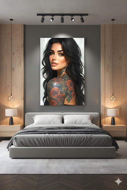 Alluring Pin Up Figure | Portrait Artistry Theme | 16K Ultra HD Rolled Poster | Alternative Room Accent | Allure