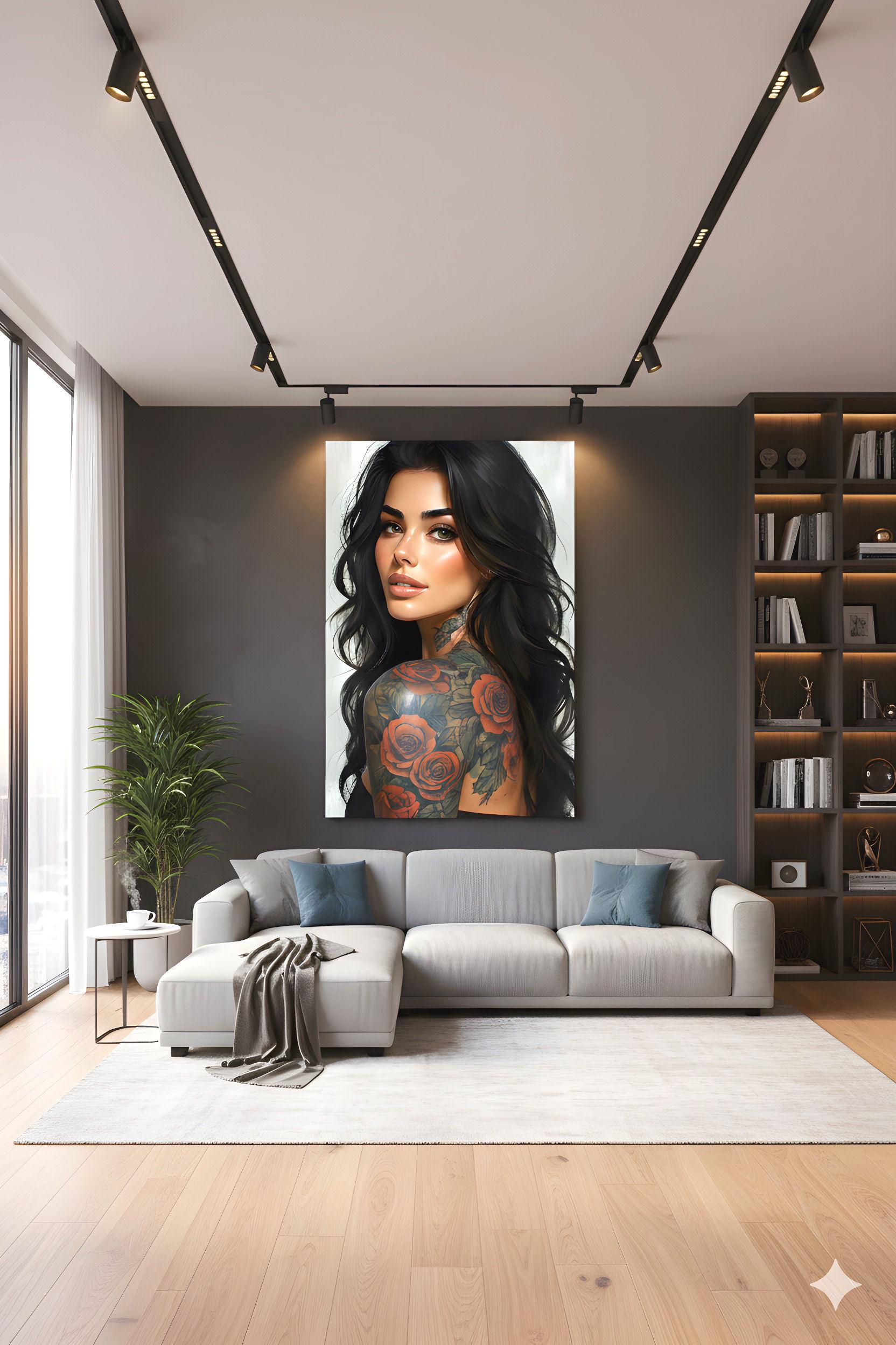 Alluring Pin Up Figure | Portrait Artistry Theme | 16K Ultra HD Rolled Poster | Alternative Room Accent | Allure