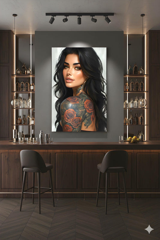 Alluring Pin Up Figure | Portrait Artistry Theme | 16K Ultra HD Rolled Poster | Alternative Room Accent | Allure