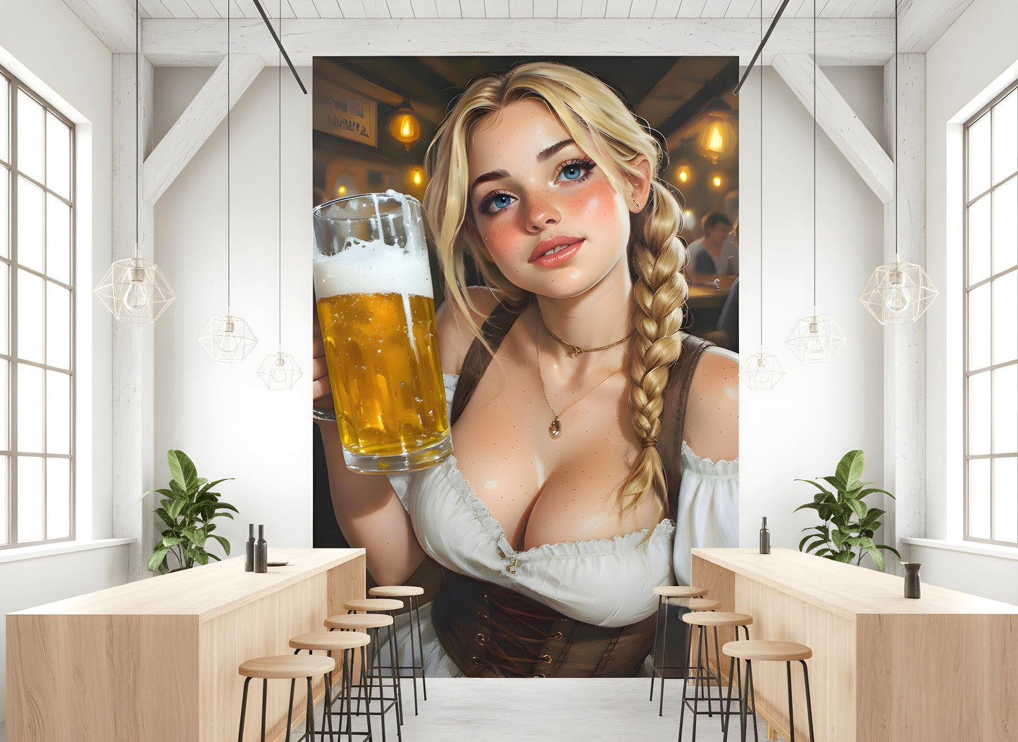 Oktoberfest Girl Print | 16K HD Bavarian Barmaid Poster