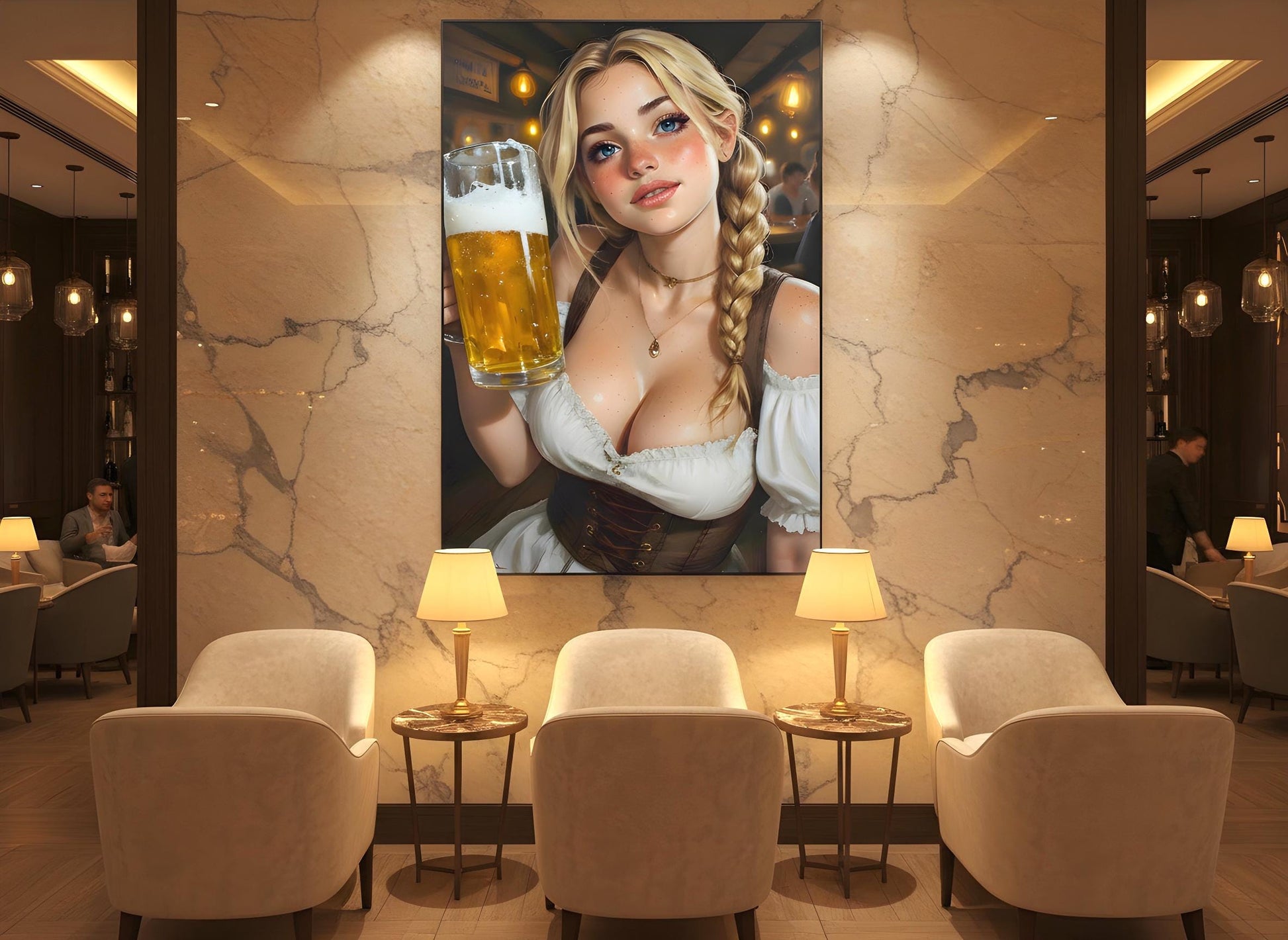 Oktoberfest Girl Print | 16K HD Bavarian Barmaid Poster