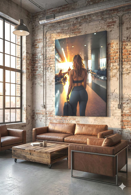 Figure In Terminal | Athletic Leisure Wear Theme | 16K Ultra HD Rolled Poster | Aspirational Space Accent | Goals | Free US Shipping!