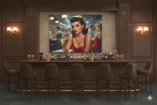 16K HD Retro Cocktail Hour Elegance Retro Poster for a Classic Cinema Inspired Gallery Wall