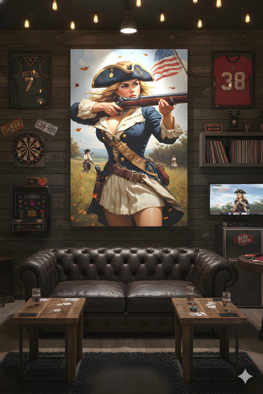 16K HD Patriotic Revolution Pin Up Retro Poster perfect for an American History Inspired Gallery Wall