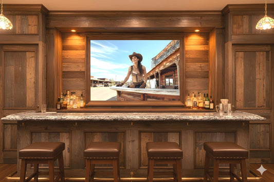 16K HD Western Saloon Poster Print Sunny Frontier Hostess Illustration Americana Decor