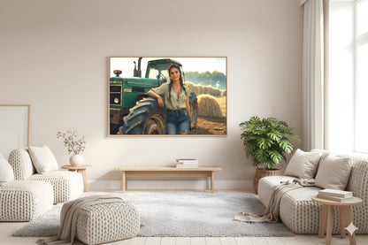 16K HD Vintage Tractor Poster Print: Retro Americana Poster for Farmhouse Wall Art