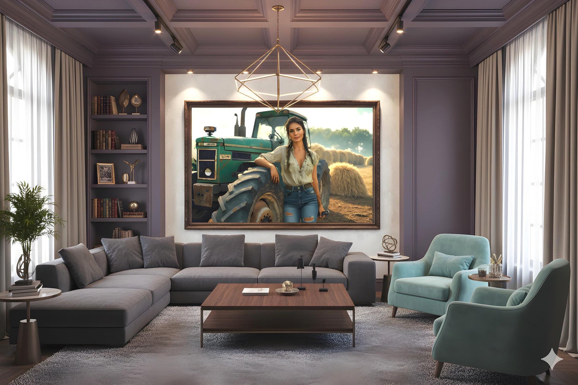 16K HD Vintage Tractor Poster Print: Retro Americana Poster for Farmhouse Wall Art