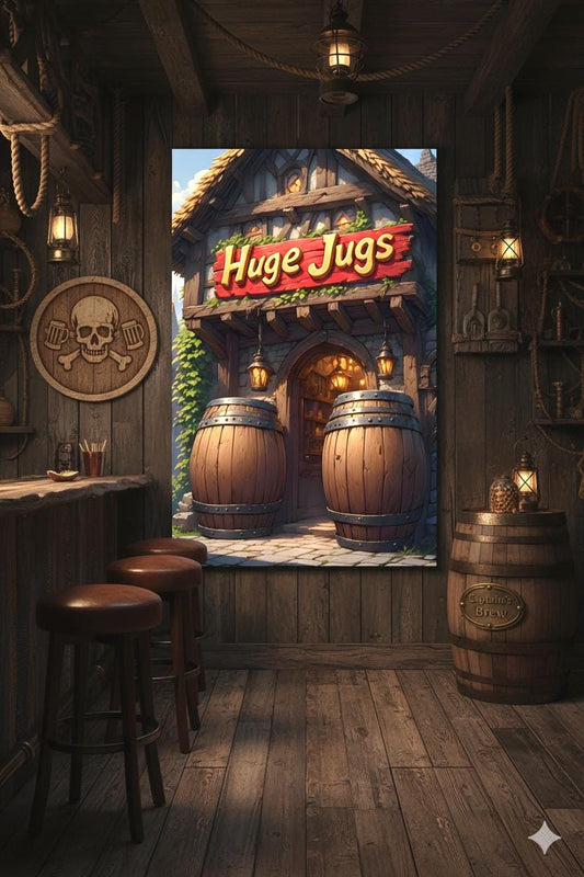 16K HD Huge Jugs Poster Print: Funny Bar Poster for Kitchen Nook